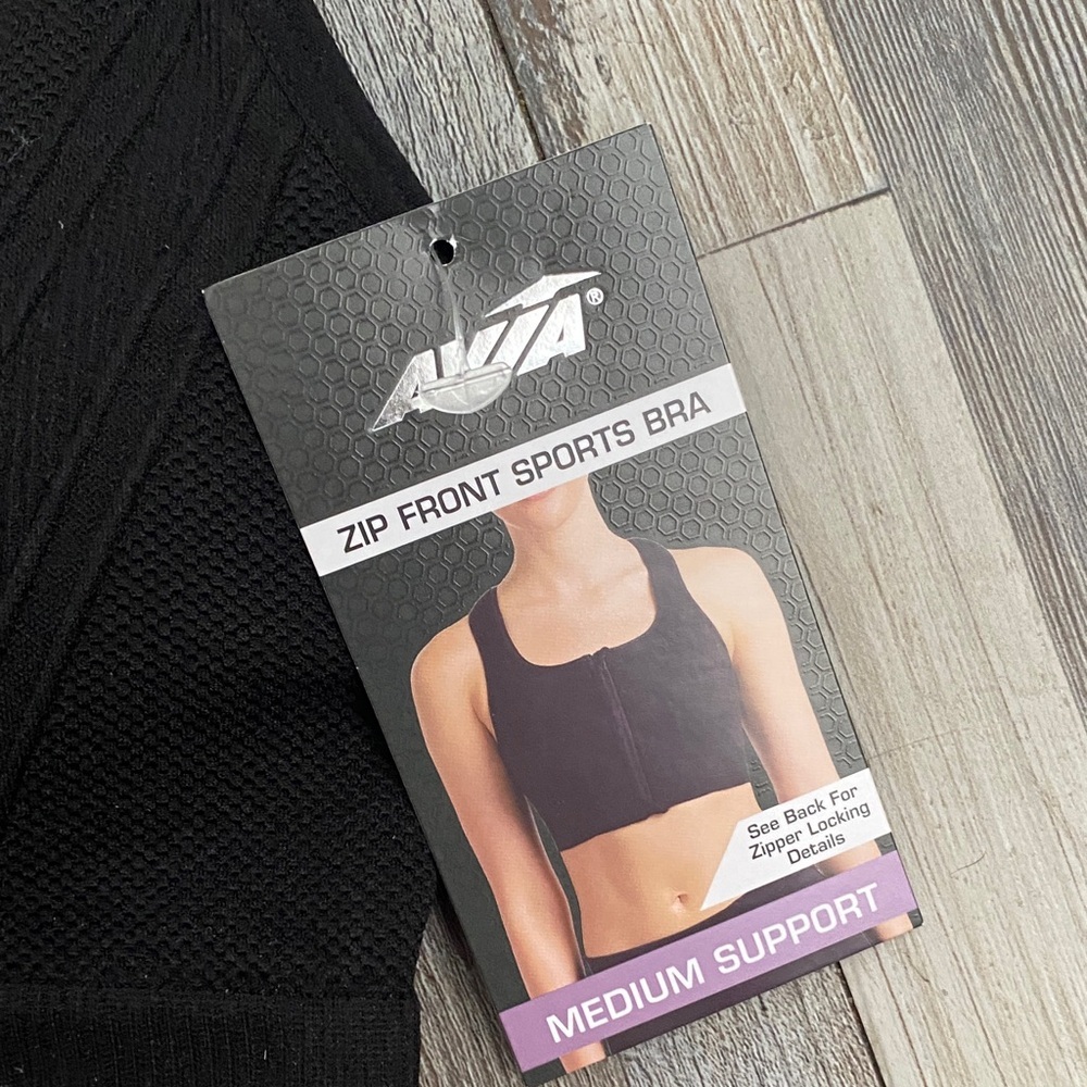 Avia Black Zip Front Sports Bra - Picture 3 of 10